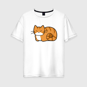 Женская футболка хлопок Oversize с принтом Кошечка в Белгороде, 100% хлопок | свободный крой, круглый ворот, спущенный рукав, длина до линии бедер
 | animal | cat | cute | kitty | meow | друг | животные | киска | кися | китти | кот | котенок | котик | котэ | кошечка | кошка | мур | мяу | питомец