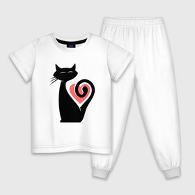 Детская пижама хлопок с принтом Heart Cat в Белгороде, 100% хлопок |  брюки и футболка прямого кроя, без карманов, на брюках мягкая резинка на поясе и по низу штанин
 | animal | cat | cute | kitty | meow | друг | животные | киска | кися | китти | кот | котенок | котик | котэ | кошечка | кошка | мур | мяу | питомец | сердце