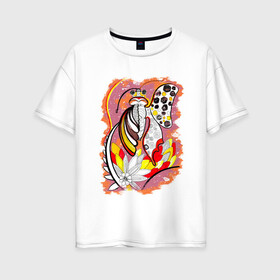 Женская футболка хлопок Oversize с принтом abstract butterfly в Белгороде, 100% хлопок | свободный крой, круглый ворот, спущенный рукав, длина до линии бедер
 | line art | абстракция | бабочка | геометрия | линии | насекомое | фантазия | цветы