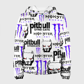 Женская куртка 3D с принтом PITBULL SYNDICATE X MONSTER в Белгороде, ткань верха — 100% полиэстер, подклад — флис | прямой крой, подол и капюшон оформлены резинкой с фиксаторами, два кармана без застежек по бокам, один большой потайной карман на груди. Карман на груди застегивается на липучку | games | monster energy | pitbull syndicate | игры | питбудь синдикат | питбуль | разработчик игр | собака | энергетик. | эрик давидыч