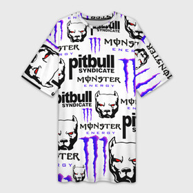Платье-футболка 3D с принтом PITBULL SYNDICATE X MONSTER в Белгороде,  |  | games | monster energy | pitbull syndicate | игры | питбудь синдикат | питбуль | разработчик игр | собака | энергетик. | эрик давидыч