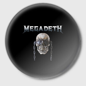 Значок с принтом Megadeth в Белгороде,  металл | круглая форма, металлическая застежка в виде булавки | Тематика изображения на принте: megadeth | rock | trash metal | мега | мегадетх | метал | рок