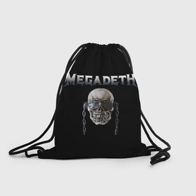 Рюкзак-мешок 3D с принтом Megadeth в Белгороде, 100% полиэстер | плотность ткани — 200 г/м2, размер — 35 х 45 см; лямки — толстые шнурки, застежка на шнуровке, без карманов и подкладки | megadeth | rock | trash metal | мега | мегадетх | метал | рок