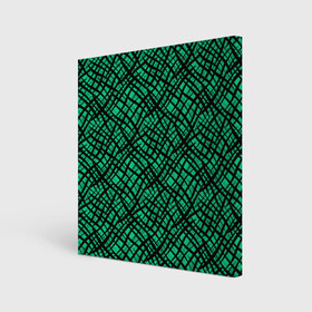 Холст квадратный с принтом Абстрактный зелено-черный узор в Белгороде, 100% ПВХ |  | абстрактный | зеленый | креативный камуфляж | линии | молодежный | полосатый | черный