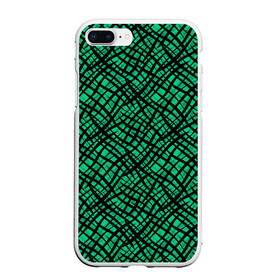 Чехол для iPhone 7Plus/8 Plus матовый с принтом Абстрактный зелено-черный узор в Белгороде, Силикон | Область печати: задняя сторона чехла, без боковых панелей | абстрактный | зеленый | креативный камуфляж | линии | молодежный | полосатый | черный