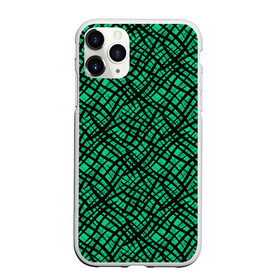 Чехол для iPhone 11 Pro матовый с принтом Абстрактный зелено-черный узор в Белгороде, Силикон |  | абстрактный | зеленый | креативный камуфляж | линии | молодежный | полосатый | черный