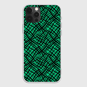 Чехол для iPhone 12 Pro с принтом Абстрактный зелено-черный узор в Белгороде, силикон | область печати: задняя сторона чехла, без боковых панелей | Тематика изображения на принте: абстрактный | зеленый | креативный камуфляж | линии | молодежный | полосатый | черный