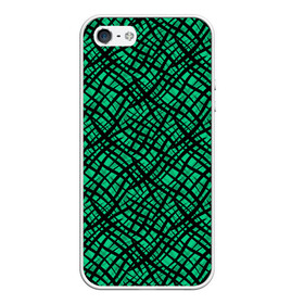 Чехол для iPhone 5/5S матовый с принтом Абстрактный зелено-черный узор в Белгороде, Силикон | Область печати: задняя сторона чехла, без боковых панелей | абстрактный | зеленый | креативный камуфляж | линии | молодежный | полосатый | черный