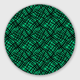 Коврик для мышки круглый с принтом Абстрактный зелено-черный узор в Белгороде, резина и полиэстер | круглая форма, изображение наносится на всю лицевую часть | абстрактный | зеленый | креативный камуфляж | линии | молодежный | полосатый | черный