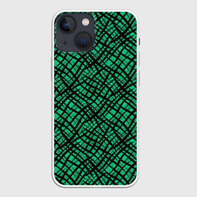Чехол для iPhone 13 mini с принтом Абстрактный зелено черный узор в Белгороде,  |  | абстрактный | зеленый | креативный камуфляж | линии | молодежный | полосатый | черный