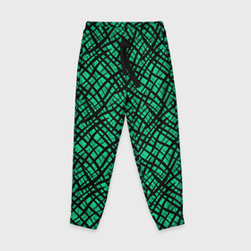 Детские брюки 3D с принтом Абстрактный зелено-черный узор в Белгороде, 100% полиэстер | манжеты по низу, эластичный пояс регулируется шнурком, по бокам два кармана без застежек, внутренняя часть кармана из мелкой сетки | Тематика изображения на принте: абстрактный | зеленый | креативный камуфляж | линии | молодежный | полосатый | черный