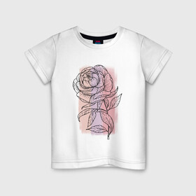 Детская футболка хлопок с принтом Нежный пион в Белгороде, 100% хлопок | круглый вырез горловины, полуприлегающий силуэт, длина до линии бедер | графика | нежный | пион | природа | розовый | сиреневый | цветок | цветы