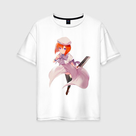 Женская футболка хлопок Oversize с принтом Rena Ryuuguu в Белгороде, 100% хлопок | свободный крой, круглый ворот, спущенный рукав, длина до линии бедер
 | аниме | девочка с ножом | платье | чулки