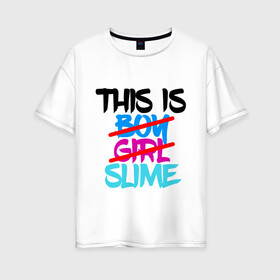 Женская футболка хлопок Oversize с принтом THIS IS SLIME в Белгороде, 100% хлопок | свободный крой, круглый ворот, спущенный рукав, длина до линии бедер
 | anime | rimuru | slime | tempest | аниме | о моем перерождении в слизь | римуру | слизь | темпест