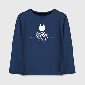 Детский лонгслив хлопок с принтом Stray Game 2021 Logo в Белгороде, 100% хлопок | круглый вырез горловины, полуприлегающий силуэт, длина до линии бедер | Тематика изображения на принте: 2021 | cat | cyberpunk | game | stray | бродилка | бродить | бродячий | киберпанк | кот | стрей | стрэй