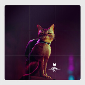 Магнитный плакат 3Х3 с принтом Stray Game 2021 в Белгороде, Полимерный материал с магнитным слоем | 9 деталей размером 9*9 см | Тематика изображения на принте: 2021 | cat | cyberpunk | game | stray | бродилка | бродить | бродячий | киберпанк | кот | стрей | стрэй