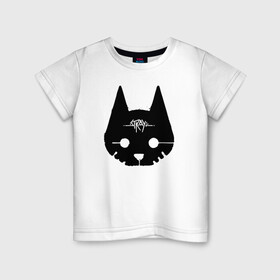 Детская футболка хлопок с принтом Stray Game 2021 в Белгороде, 100% хлопок | круглый вырез горловины, полуприлегающий силуэт, длина до линии бедер | Тематика изображения на принте: 2021 | cat | cyberpunk | game | stray | бродилка | бродить | бродячий | киберпанк | кот | стрей | стрэй