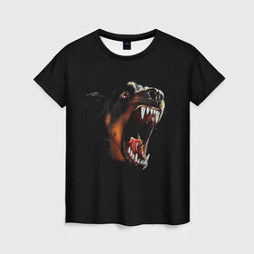 Женская футболка 3D с принтом РОТВЕЙЛЕР в Белгороде, 100% полиэфир ( синтетическое хлопкоподобное полотно) | прямой крой, круглый вырез горловины, длина до линии бедер | animal | dog | evil | fury | домашние | животные | звери | злой | зубы | клыки | пасть | пес | ротвейлер | собака | ярость