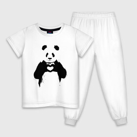 Детская пижама хлопок с принтом ПАНДА ЛАЙК / ЛЮБОВЬ / PANDA LOVE в Белгороде, 100% хлопок |  брюки и футболка прямого кроя, без карманов, на брюках мягкая резинка на поясе и по низу штанин
 | heart | like | likes | love | paints | panda | брызги | животные | звери | краски | лайк | лайки | любовь | панда | сердечко | чб | чёрно белое