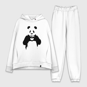 Женский костюм хлопок Oversize с принтом ПАНДА ЛАЙК   ЛЮБОВЬ   PANDA LOVE в Белгороде,  |  | heart | like | likes | love | paints | panda | брызги | животные | звери | краски | лайк | лайки | любовь | панда | сердечко | чб | чёрно белое