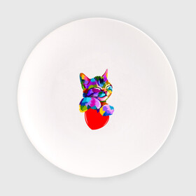 Тарелка с принтом РАДУЖНЫЙ КОТИК / RAINBOW KITTY в Белгороде, фарфор | диаметр - 210 мм
диаметр для нанесения принта - 120 мм | Тематика изображения на принте: heart | kitty | like | low poly | rainbow | животные | звери | котик | лайк | радуга | радужный котик | сердечко | цветные