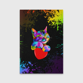 Обложка для паспорта матовая кожа с принтом РАДУЖНЫЙ КОТИК / RAINBOW KITTY в Белгороде, натуральная матовая кожа | размер 19,3 х 13,7 см; прозрачные пластиковые крепления | Тематика изображения на принте: heart | kitty | like | low poly | rainbow | животные | звери | котик | лайк | радуга | радужный котик | сердечко | цветные