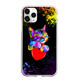 Чехол для iPhone 11 Pro матовый с принтом РАДУЖНЫЙ КОТИК / RAINBOW KITTY в Белгороде, Силикон |  | heart | kitty | like | low poly | rainbow | животные | звери | котик | лайк | радуга | радужный котик | сердечко | цветные
