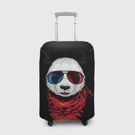 Чехол для чемодана 3D с принтом Панда Хипстер в Очках в Белгороде, 86% полиэфир, 14% спандекс | двустороннее нанесение принта, прорези для ручек и колес | animal | funny | panda | животные | звери | милые | очки | панда | прикол | хипстер