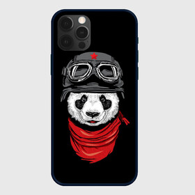 Чехол для iPhone 12 Pro с принтом Панда Танкист  в Белгороде, силикон | область печати: задняя сторона чехла, без боковых панелей | Тематика изображения на принте: animal | funny | panda | военный | животные | звери | милые | очки | панда | прикол | хипстер