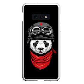 Чехол для Samsung S10E с принтом Панда Танкист  в Белгороде, Силикон | Область печати: задняя сторона чехла, без боковых панелей | Тематика изображения на принте: animal | funny | panda | военный | животные | звери | милые | очки | панда | прикол | хипстер