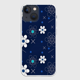 Чехол для iPhone 13 mini с принтом Ночная поляна в Белгороде,  |  | горошек | ночная поляна | ромашки | узор | узоры | цветы