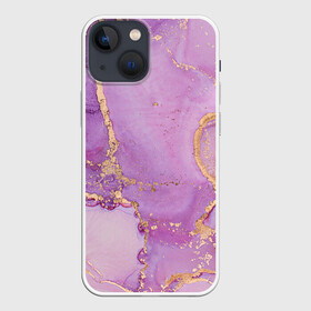 Чехол для iPhone 13 mini с принтом Сиреневые разводы краски в Белгороде,  |  | абстракция | блестки | градиент | золото | разводы краски