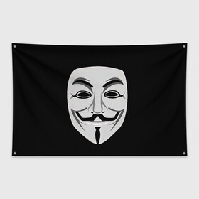 Флаг-баннер с принтом Guy Fawkes в Белгороде, 100% полиэстер | размер 67 х 109 см, плотность ткани — 95 г/м2; по краям флага есть четыре люверса для крепления | белый | бородка | гай фокс | лицо | маска | усы | черный