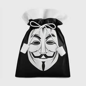 Подарочный 3D мешок с принтом Guy Fawkes в Белгороде, 100% полиэстер | Размер: 29*39 см | белый | бородка | гай фокс | лицо | маска | усы | черный