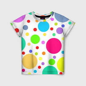 Детская футболка 3D с принтом Polka dot в Белгороде, 100% гипоаллергенный полиэфир | прямой крой, круглый вырез горловины, длина до линии бедер, чуть спущенное плечо, ткань немного тянется | dotted | в горошек | зелёный | красный | разноцветный | синий | узор