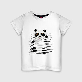 Детская футболка хлопок с принтом МАЛЫШ ПАНДА в Белгороде, 100% хлопок | круглый вырез горловины, полуприлегающий силуэт, длина до линии бедер | baby | bear | china | honey | little | panda | sweet | texture | иллюзия | китай | малыш | медведь | милый | мишка | няшка | панда | текстуры