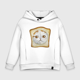 Детское худи Oversize хлопок с принтом Bread Cat в Белгороде, френч-терри — 70% хлопок, 30% полиэстер. Мягкий теплый начес внутри —100% хлопок | боковые карманы, эластичные манжеты и нижняя кромка, капюшон на магнитной кнопке | Тематика изображения на принте: animal | bread | cat | cute | kitty | meow | друг | еда | животные | киска | кися | китти | кот | котенок | котик | котэ | кошечка | кошка | мур | мяу | питомец | хлеб