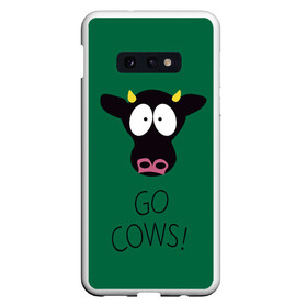 Чехол для Samsung S10E с принтом Go Cows в Белгороде, Силикон | Область печати: задняя сторона чехла, без боковых панелей | cow | south park | sport | коровы | мульт | мультфильм | спорт | южный парк