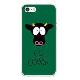 Чехол для iPhone 5/5S матовый с принтом Go Cows в Белгороде, Силикон | Область печати: задняя сторона чехла, без боковых панелей | cow | south park | sport | коровы | мульт | мультфильм | спорт | южный парк