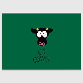 Поздравительная открытка с принтом Go Cows в Белгороде, 100% бумага | плотность бумаги 280 г/м2, матовая, на обратной стороне линовка и место для марки
 | cow | south park | sport | коровы | мульт | мультфильм | спорт | южный парк
