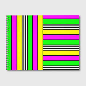 Альбом для рисования с принтом полосатый неоновый модный узор в Белгороде, 100% бумага
 | матовая бумага, плотность 200 мг. | желтый неоновый | молодежный | неон | неоновый | неоновый зеленый | полосатый | разноцветный | розовый неоновый