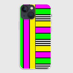 Чехол для iPhone 13 mini с принтом полосатый неоновый модный узор в Белгороде,  |  | желтый неоновый | молодежный | неон | неоновый | неоновый зеленый | полосатый | разноцветный | розовый неоновый