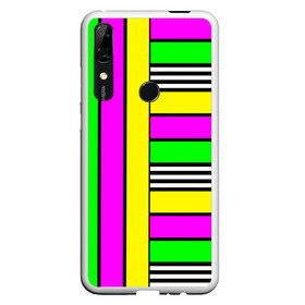Чехол для Honor P Smart Z с принтом полосатый неоновый модный узор в Белгороде, Силикон | Область печати: задняя сторона чехла, без боковых панелей | желтый неоновый | молодежный | неон | неоновый | неоновый зеленый | полосатый | разноцветный | розовый неоновый
