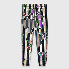 Женские брюки 3D с принтом Полосатый абстрактный узор в Белгороде, полиэстер 100% | прямой крой, два кармана без застежек по бокам, с мягкой трикотажной резинкой на поясе и по низу штанин. В поясе для дополнительного комфорта — широкие завязки | абстрактный | креативный | молодежный | полосатый | разноцветный | рустик | современный