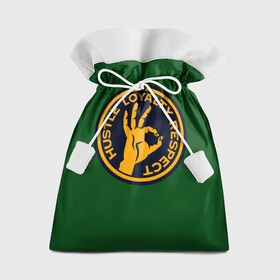 Подарочный 3D мешок с принтом Hustle Loyalty respect  в Белгороде, 100% полиэстер | Размер: 29*39 см | Тематика изображения на принте: жёлтый | зелёный | надпись | преданное уважение | рука | эмблема