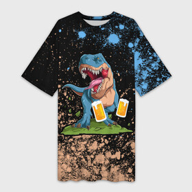 Платье-футболка 3D с принтом Пивозавр   Краска в Белгороде,  |  | dinosaur | pivo | pivozavr | взрыв | динозавр | краска | прикол