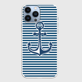 Чехол для iPhone 13 Pro Max с принтом Тельняшка с якорем в Белгороде,  |  | anchor | marine | vest | vest with anchor | морская | тельняшка | тельняшка с якорем | якорь