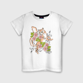Детская футболка хлопок с принтом Ожидание в Белгороде, 100% хлопок | круглый вырез горловины, полуприлегающий силуэт, длина до линии бедер | cat | cat art | звери | кот | котенок | котик | кошка