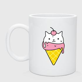 Кружка керамическая с принтом Ice Cream Cat в Белгороде, керамика | объем — 330 мл, диаметр — 80 мм. Принт наносится на бока кружки, можно сделать два разных изображения | animal | cat | cute | ice cream | kitty | meow | друг | животные | киска | кися | китти | кот | котенок | котик | котэ | кошечка | кошка | мороженое | мур | мяу | питомец