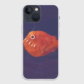 Чехол для iPhone 13 mini с принтом Удильщик в Белгороде,  |  | арт | глубина | глубина моря | глубина океана | дно | дно морское | море | морской чёрт | океан | природа | рисунок | рыба | тьма | удильщик | фонарик | фонарь | хищник